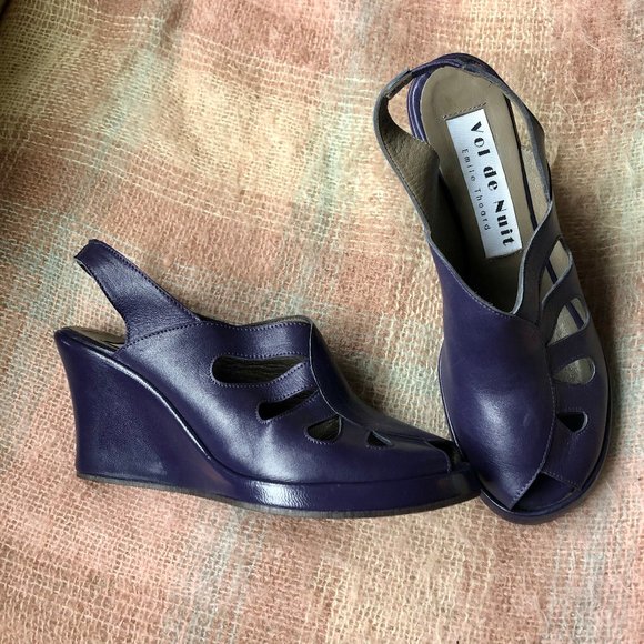 Vol de Nuit by Emile Thoard Cut-Out Peep-Toe Wedge - Picture 3 of 11